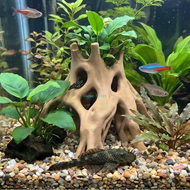 Natural Root Cave Fish Hideout - Planted Aquarium With Driftwood recension och pris