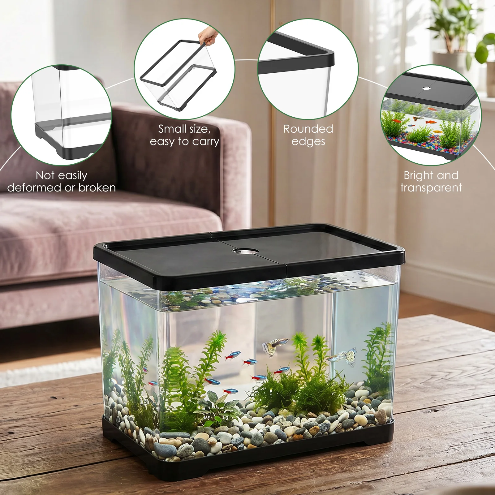 Transparent Fish Tank Aquarium - Planted Aquarium Bowl recension och pris